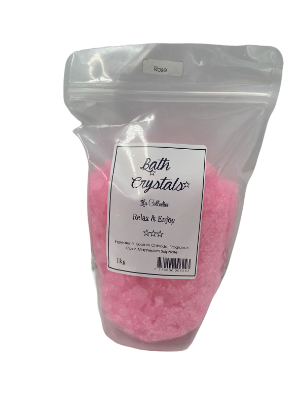 A bag of pink sugar in a plastic bag.